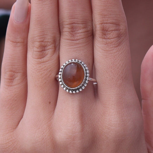 Amber Sterling Silver Ring