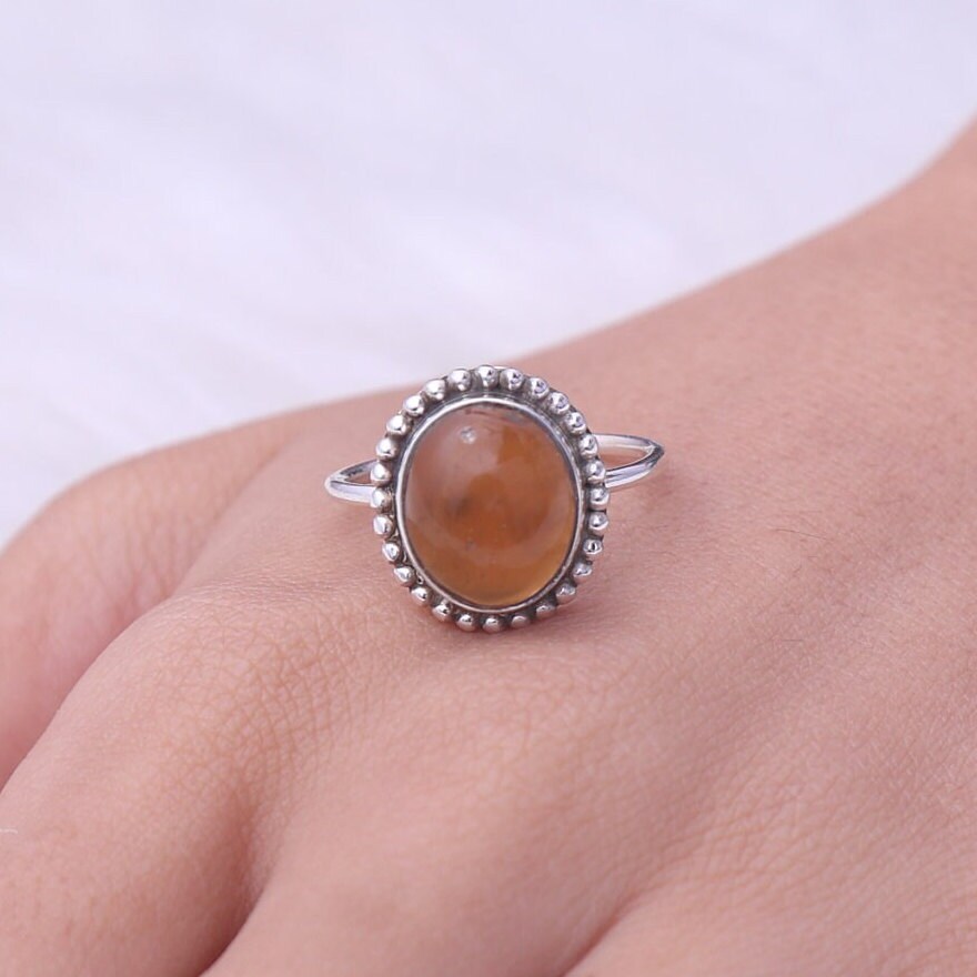 Amber Sterling Silver Ring