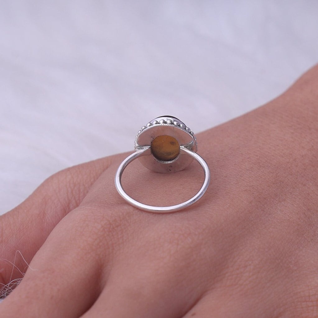 Amber Sterling Silver Ring