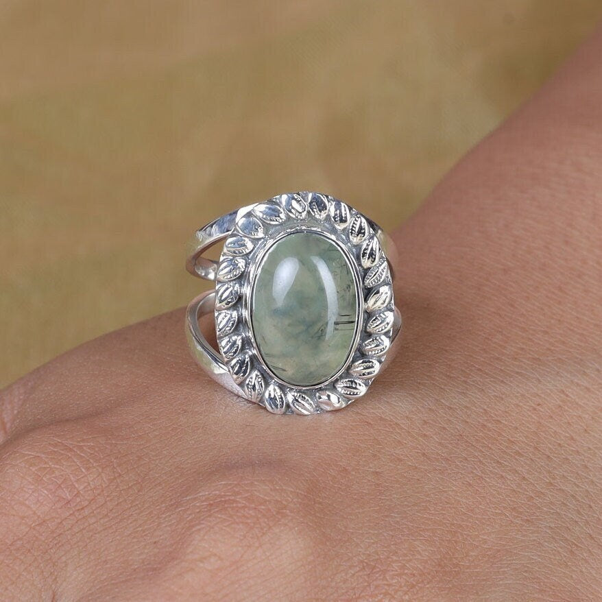 Prehnite Sterling Silver Ring