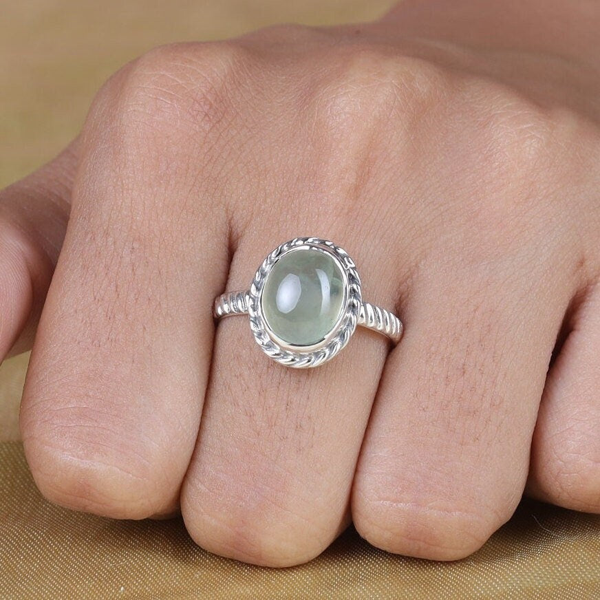 Prehnite Sterling Silver Ring