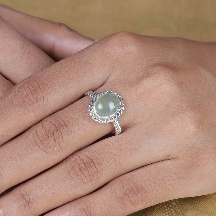 Prehnite Sterling Silver Ring