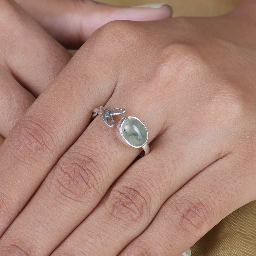 Prehnite Sterling Silver Ring