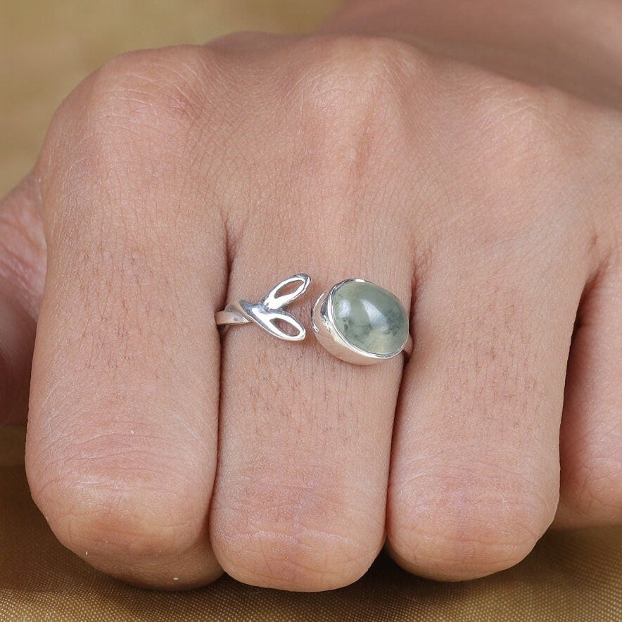 Prehnite Sterling Silver Ring