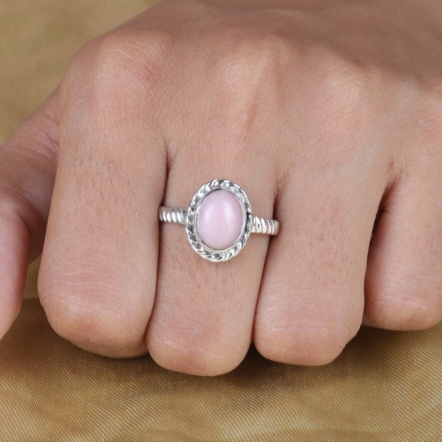 Pink Opal Sterling Silver Ring