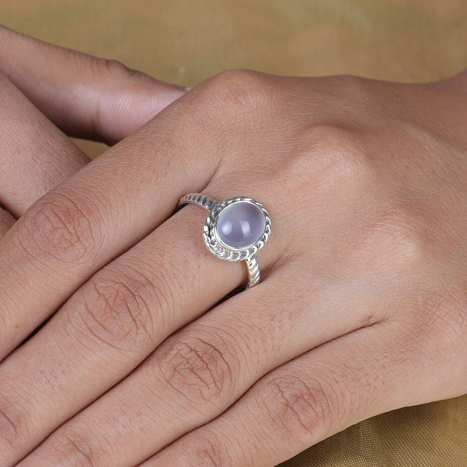 Chalcedony Sterling Silver Ring