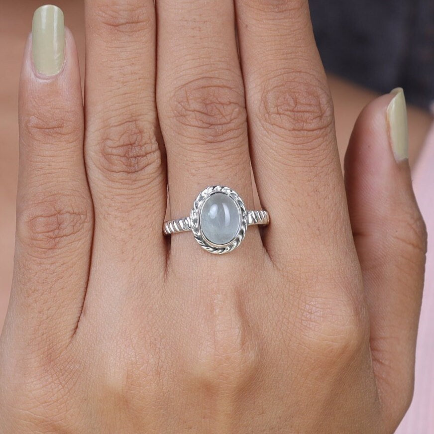 Aquamarine 925 Sterling Silver Ring