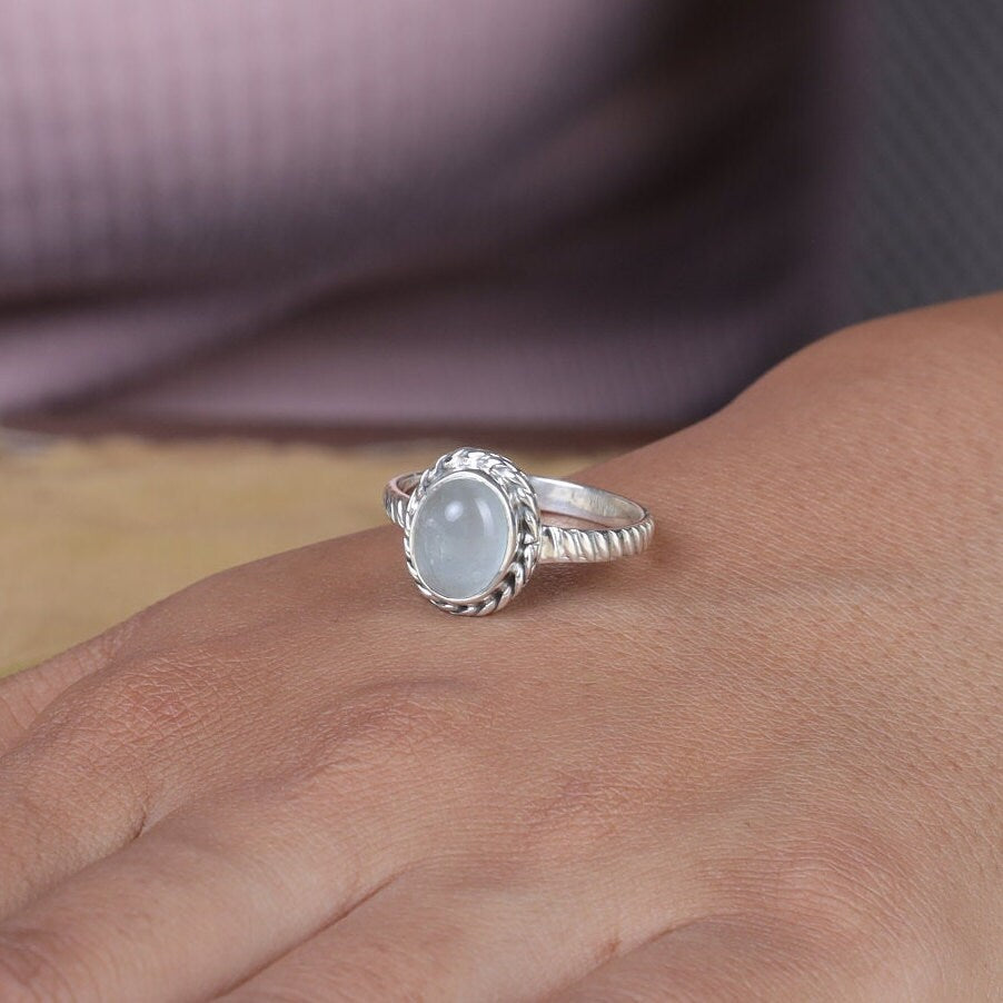 Aquamarine 925 Sterling Silver Ring