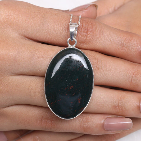 Bloodstone Sterling Silver Pendant