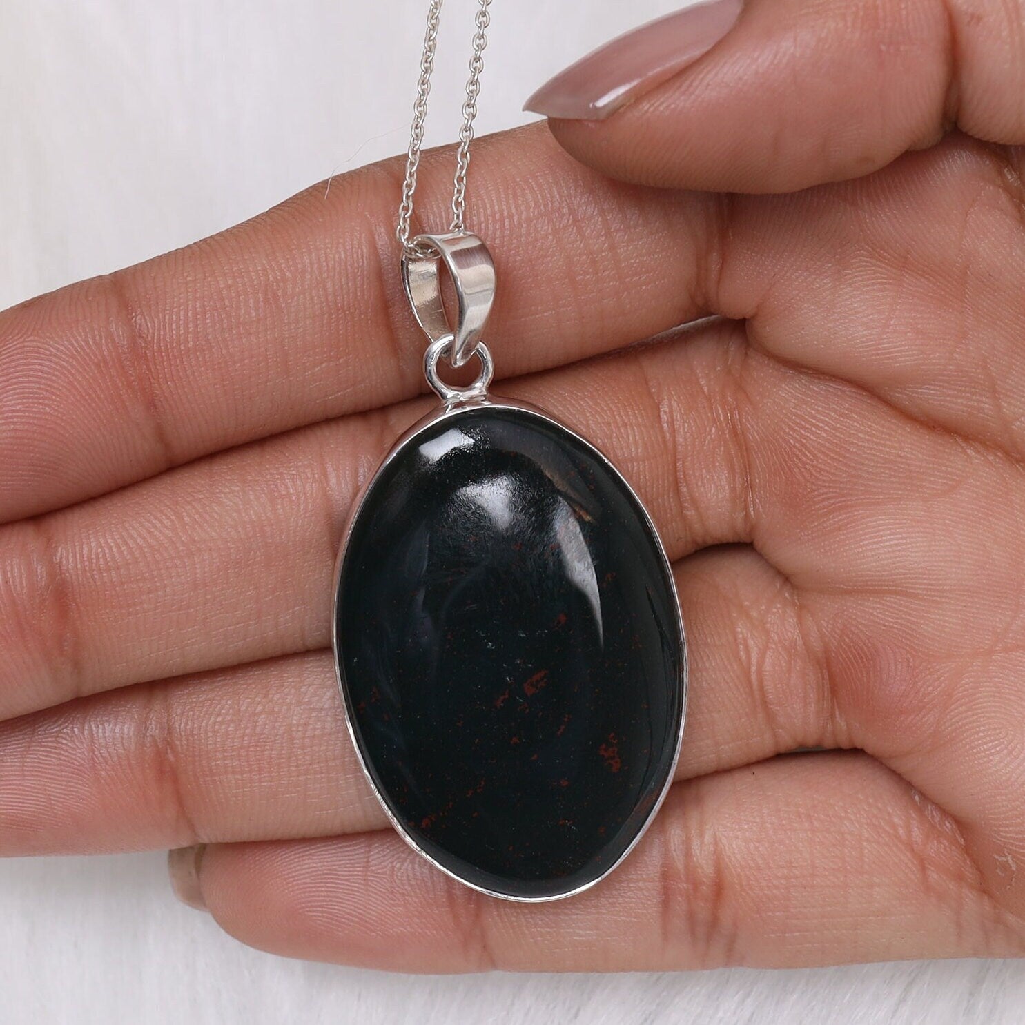 Bloodstone Sterling Silver Pendant