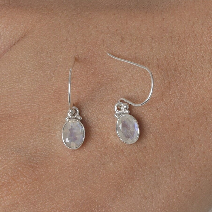 Rainbow Moonstone Sterling Silver Earrings