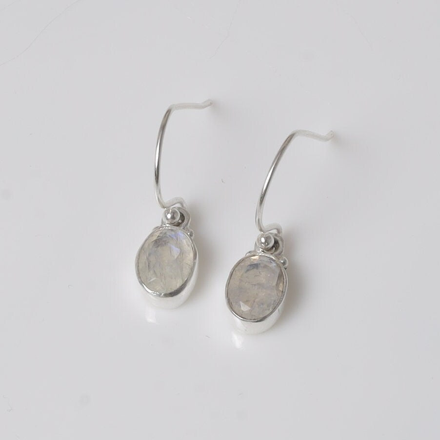 Rainbow Moonstone Sterling Silver Earrings