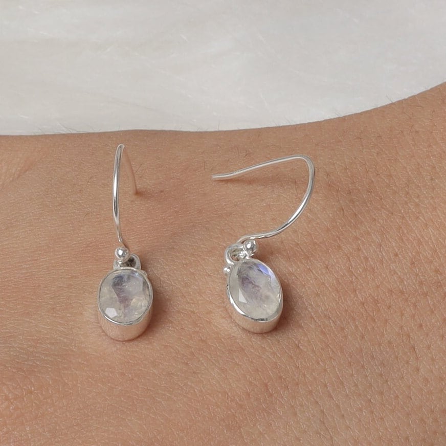 Rainbow Moonstone Sterling Silver Earrings