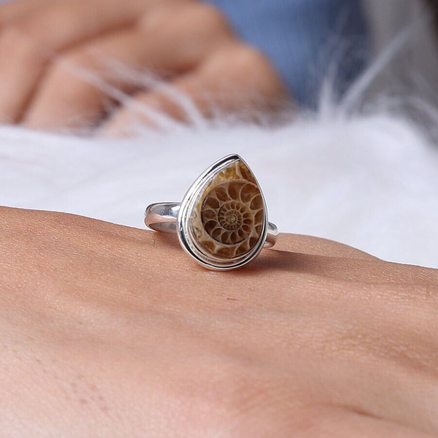 Ammonite Sterling Silver Ring