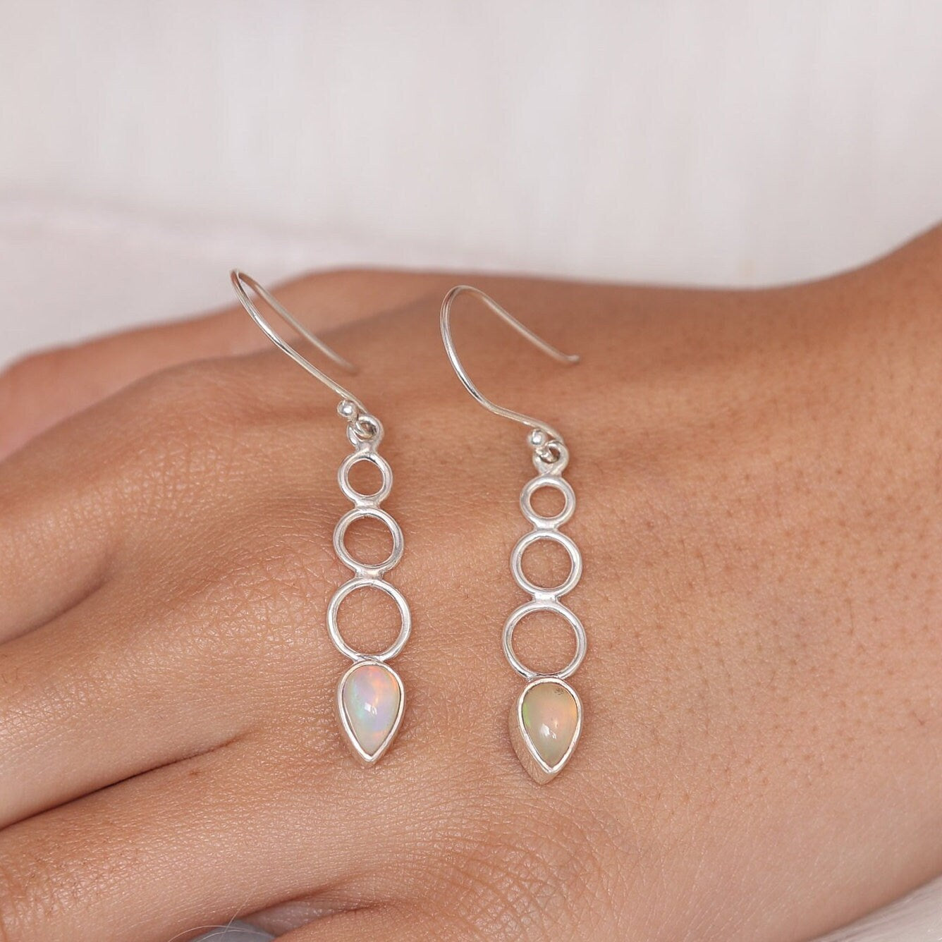 Ethiopian Opal Sterling Silver Earrings