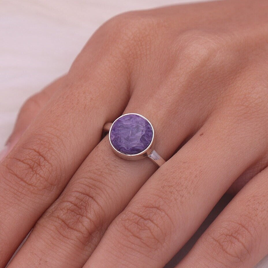 Charoite Sterling Silver Ring