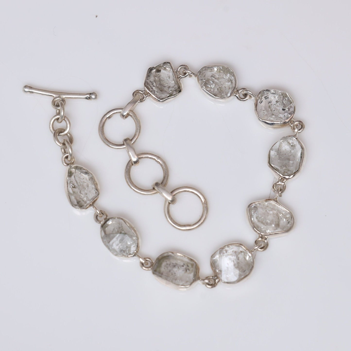 Raw Herkimer Diamond Sterling Silver Bracelet