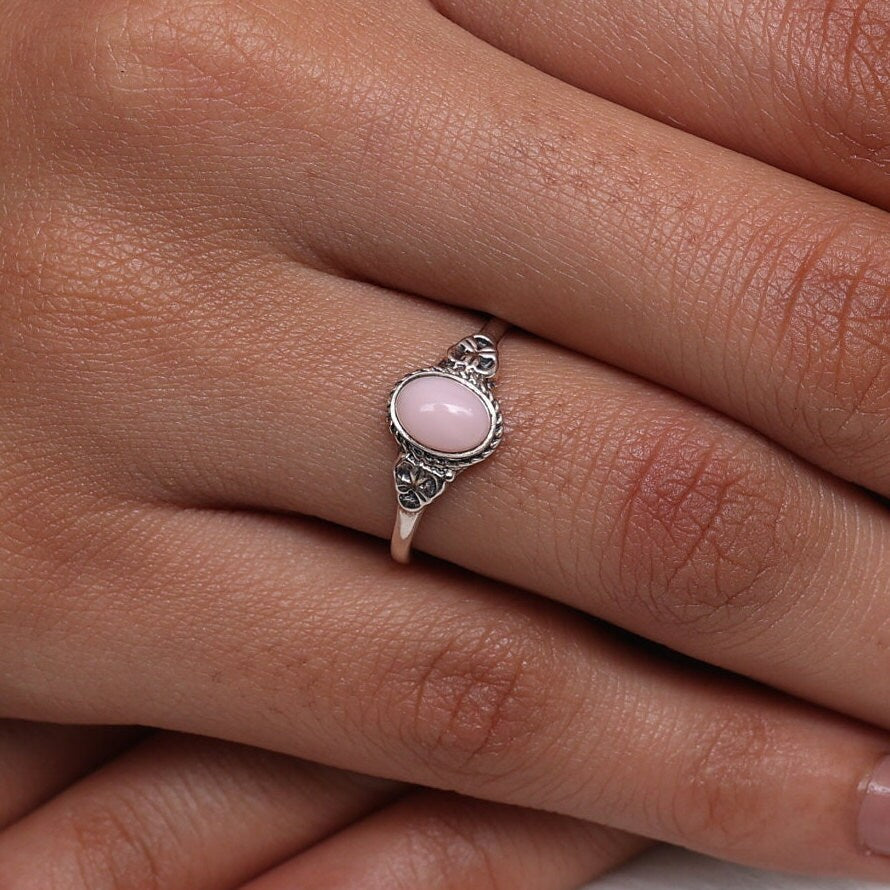 Pink Opal Sterling Silver Ring