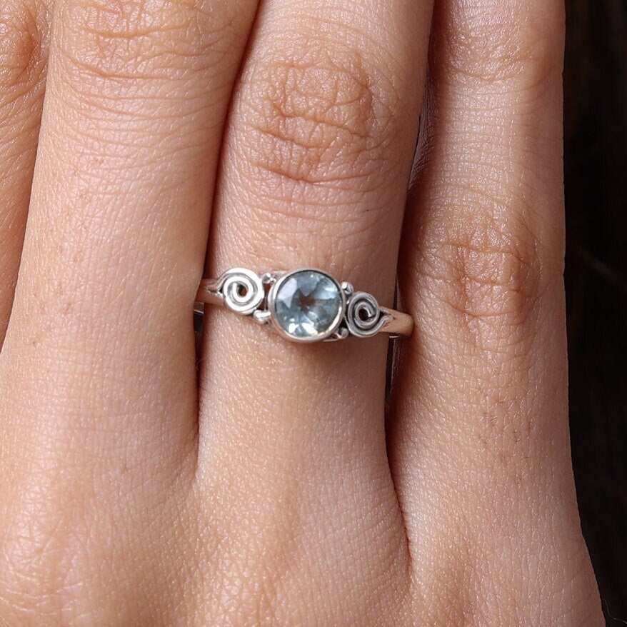 Blue Topaz Sterling Silver Ring