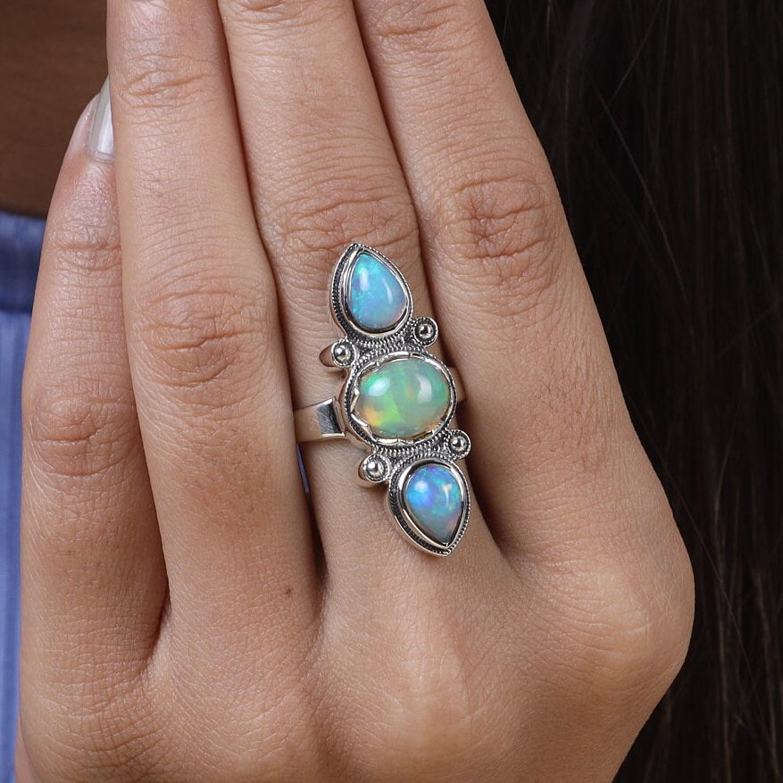 Ethiopian Opal Sterling Silver Ring