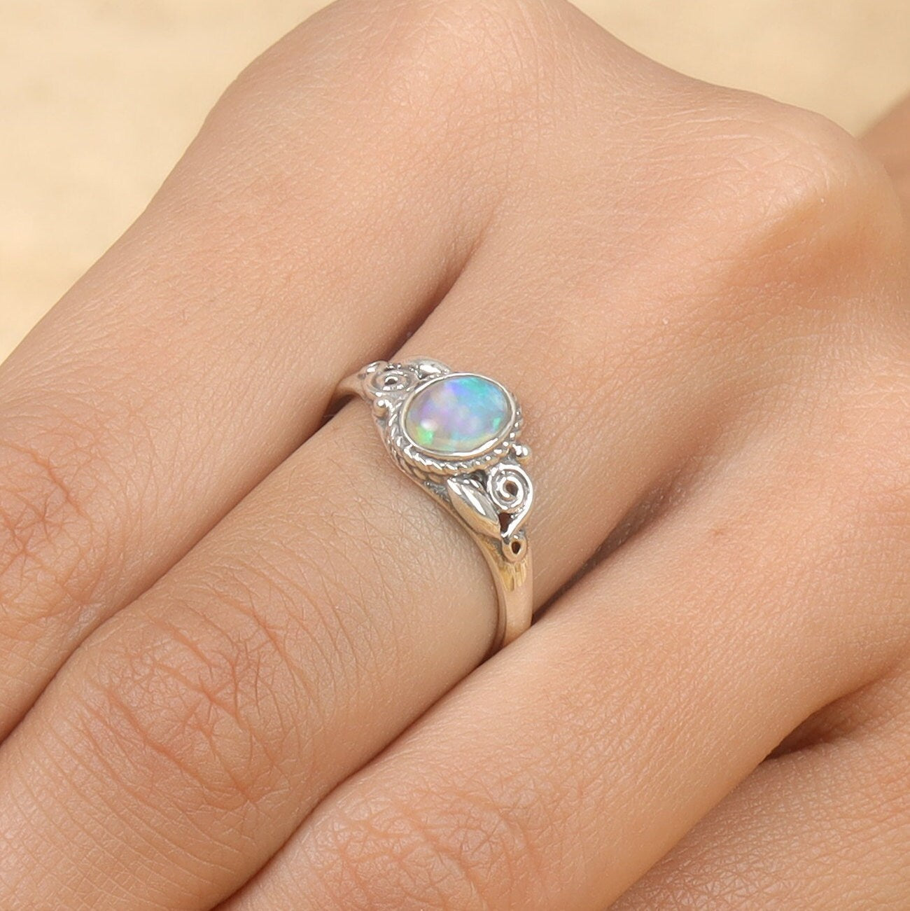 Ethiopian Opal Sterling Silver Ring