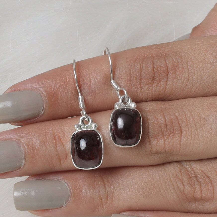 Garnet Sterling Silver Earrings