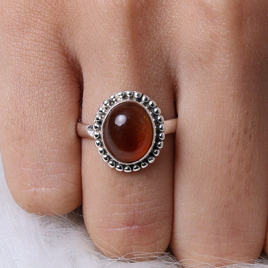 Amber Sterling Silver Ring