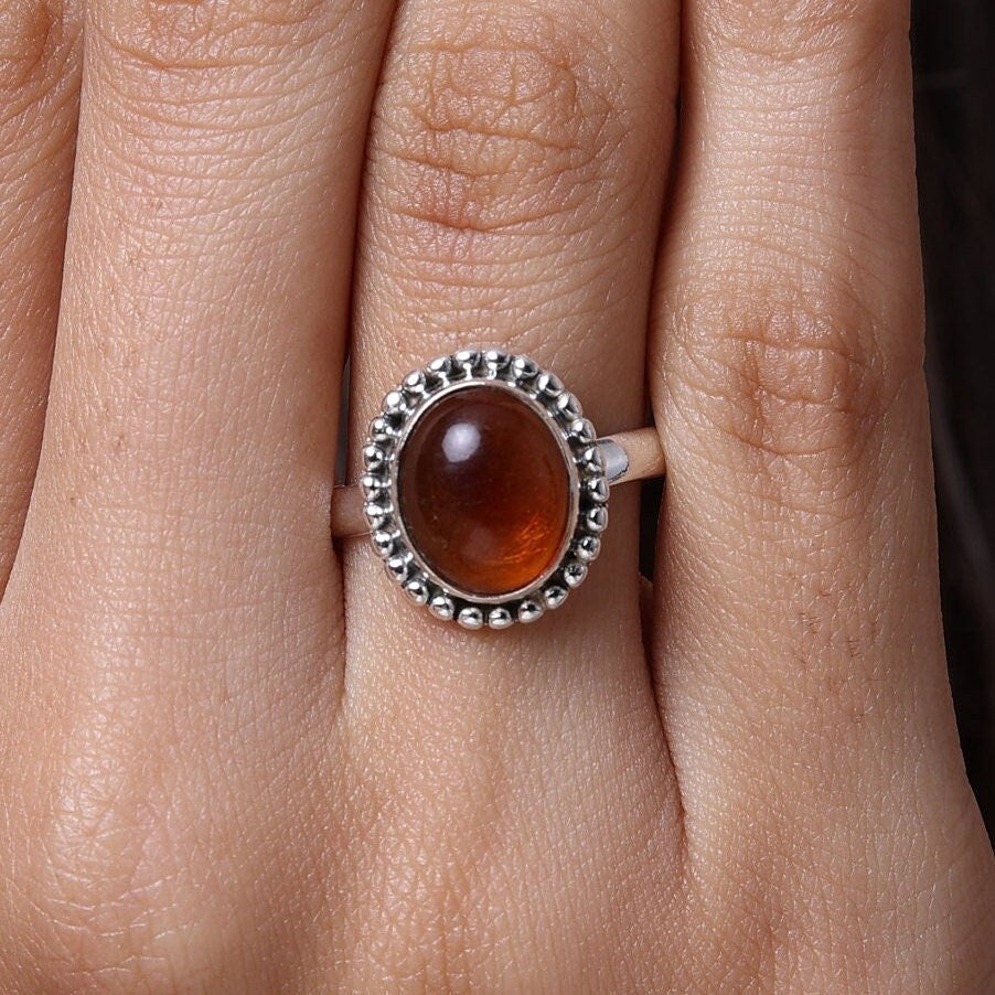 Amber Sterling Silver Ring