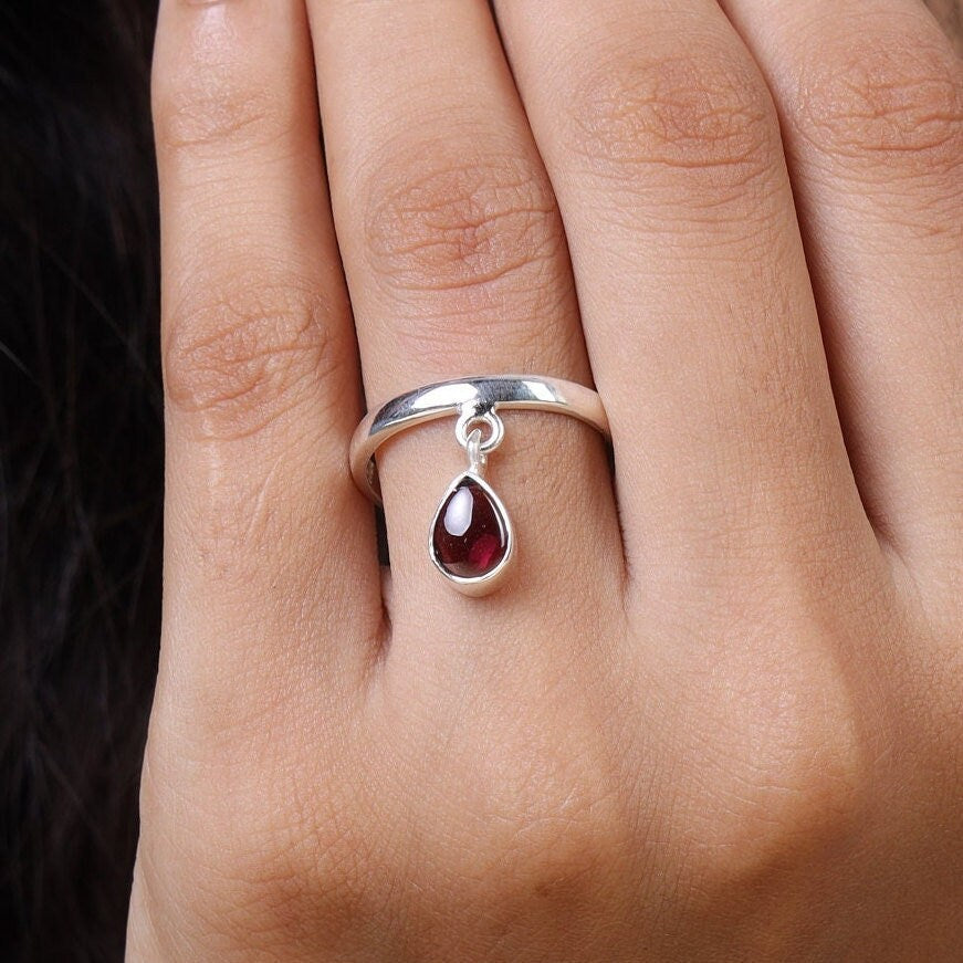 Garnet Sterling Silver Ring