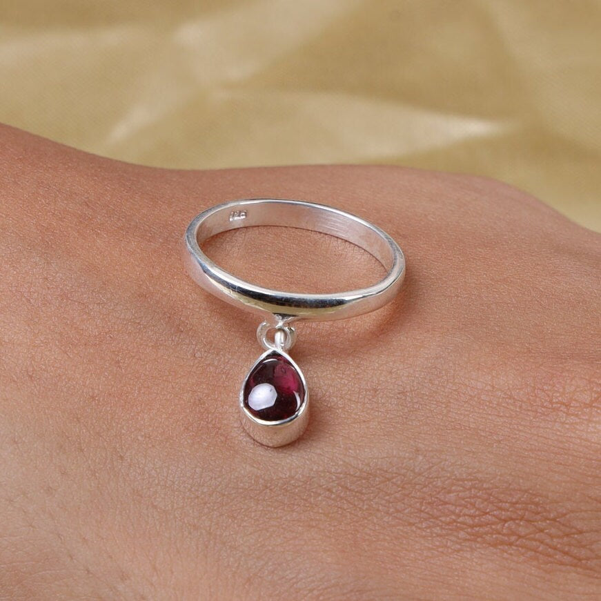 Garnet Sterling Silver Ring