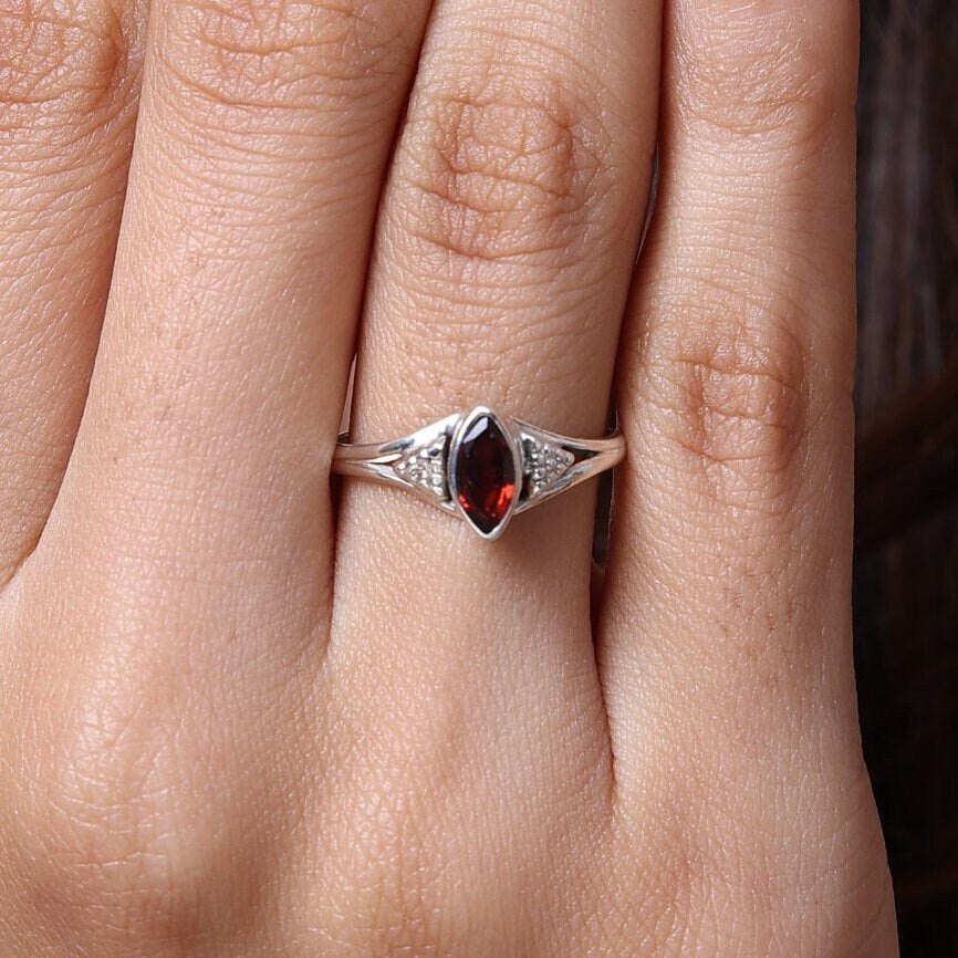 Garnet Sterling Silver Ring