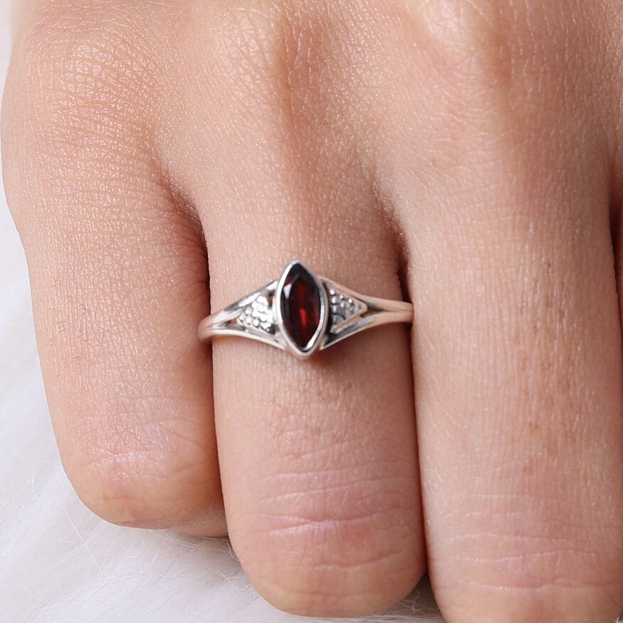 Garnet Sterling Silver Ring