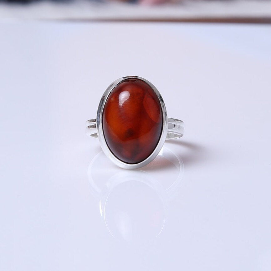 Amber 925 Sterling Silver Ring