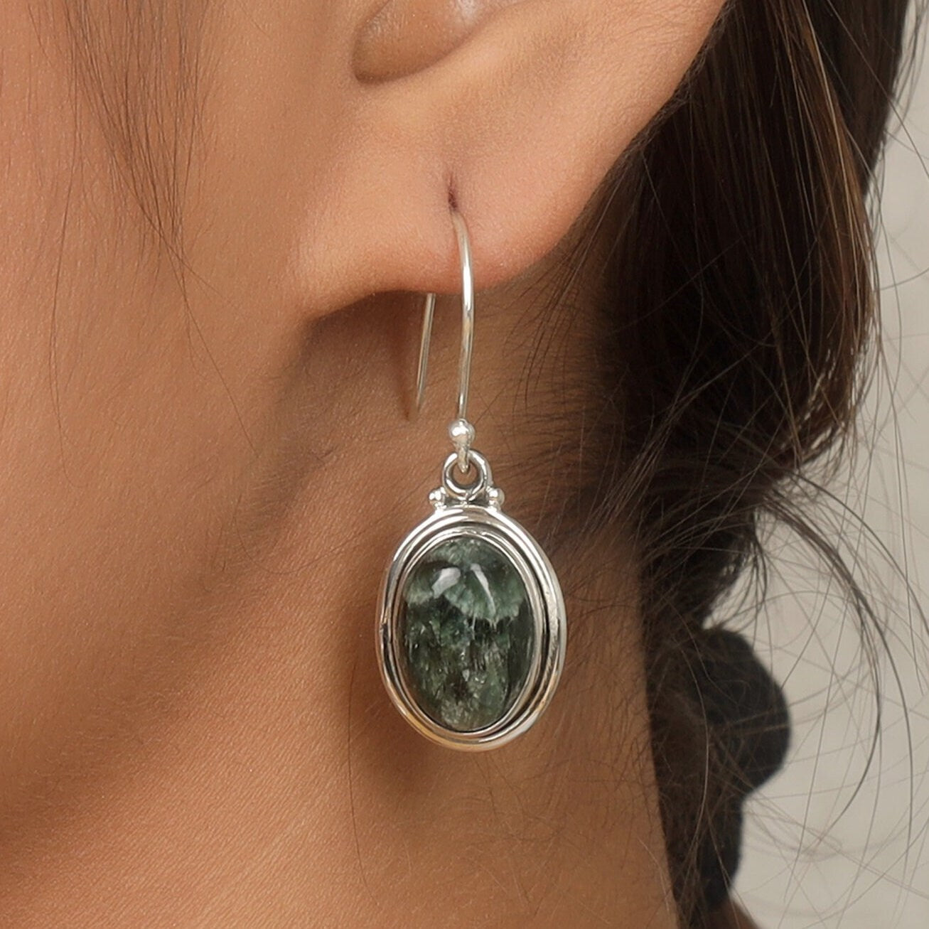 Seraphinite Sterling Silver Earrings