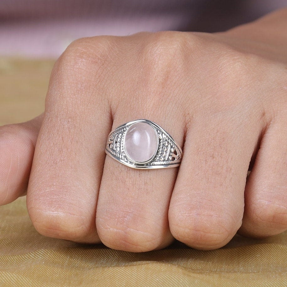 Rose Quartz Sterling Silver Ring