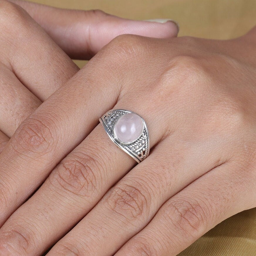 Rose Quartz Sterling Silver Ring