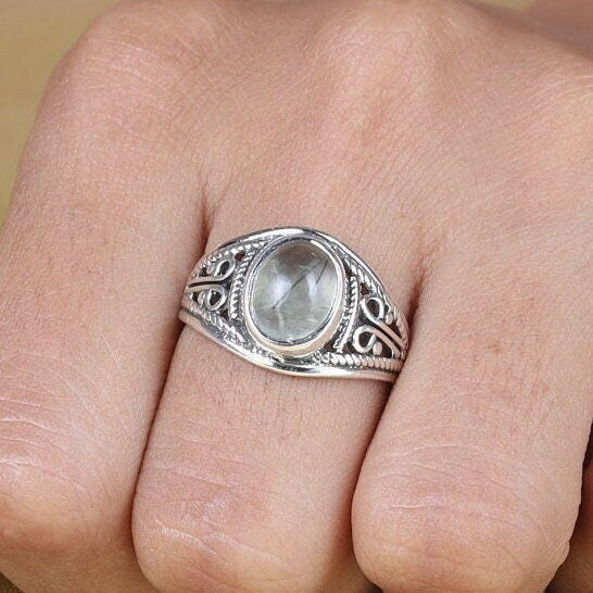 Prehnite Sterling Silver Ring