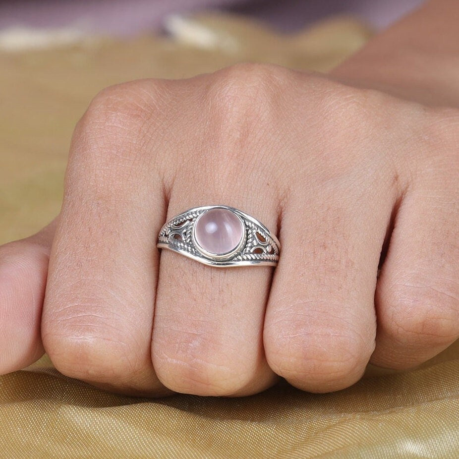 Rose Quartz Sterling Silver Ring