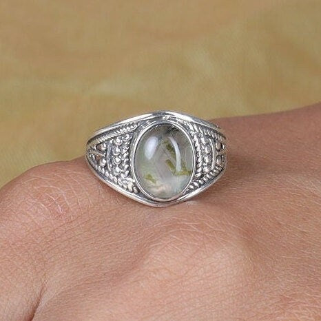 Prehnite Sterling Silver Ring