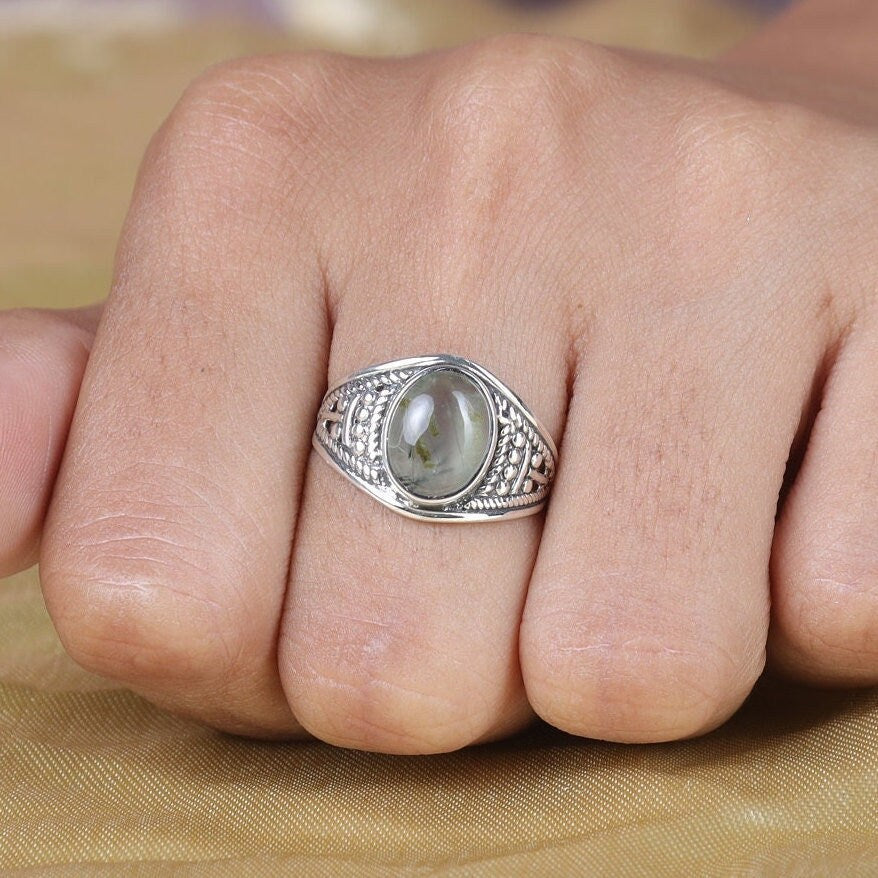 Prehnite Sterling Silver Ring