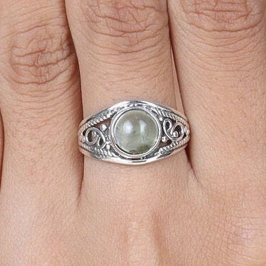 Prehnite Sterling Silver Ring