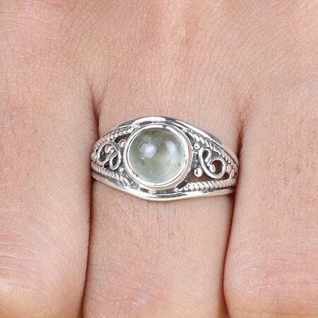 Prehnite Sterling Silver Ring