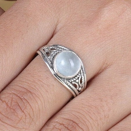 Aquamarine Ring Sterling Silver Ring