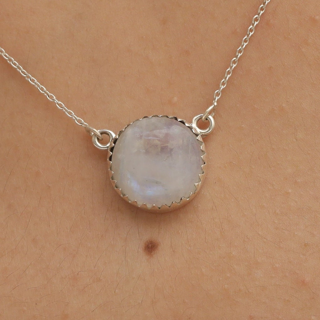 Rainbow Moonstone Sterling Silver Necklace