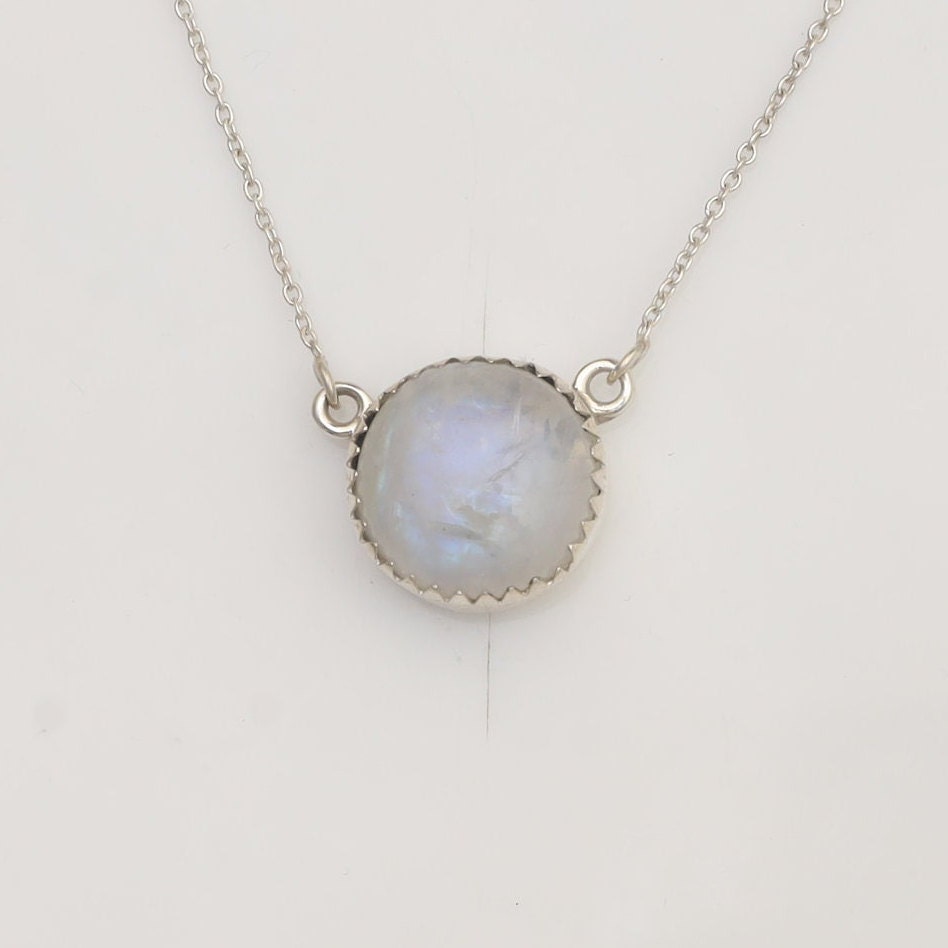 Rainbow Moonstone Sterling Silver Necklace