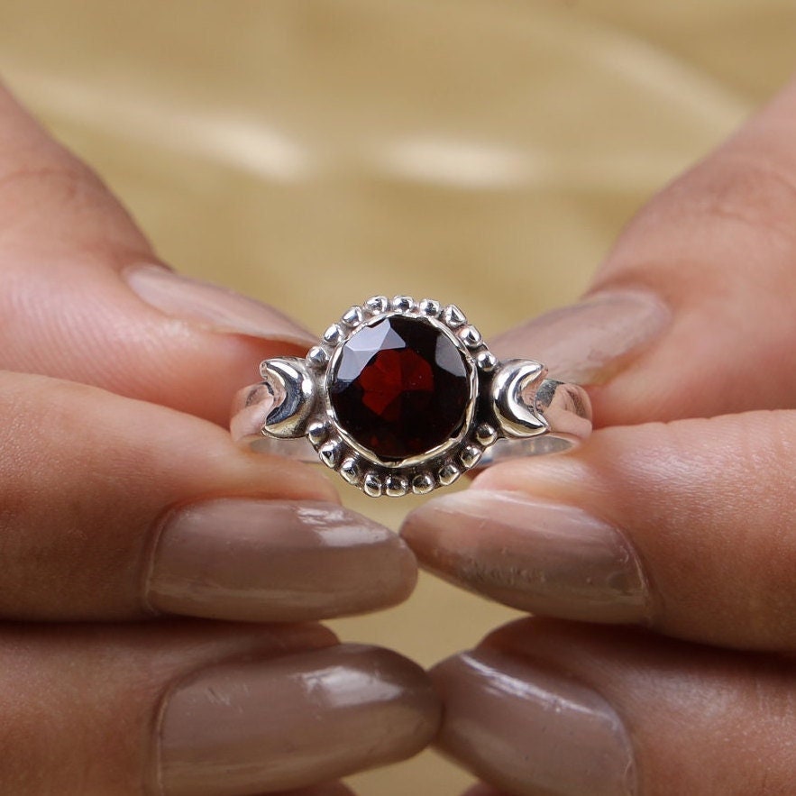 Garnet Sterling Silver Ring