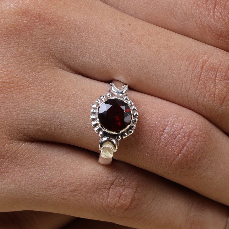 Garnet Sterling Silver Ring