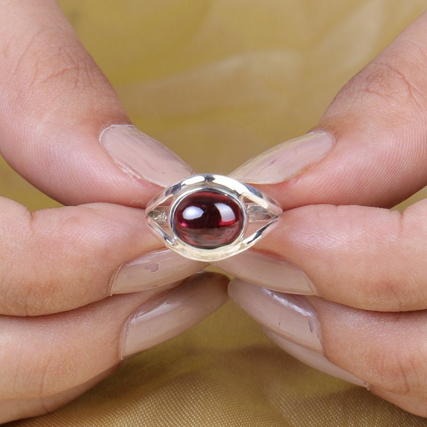 Garnet Sterling Silver Ring