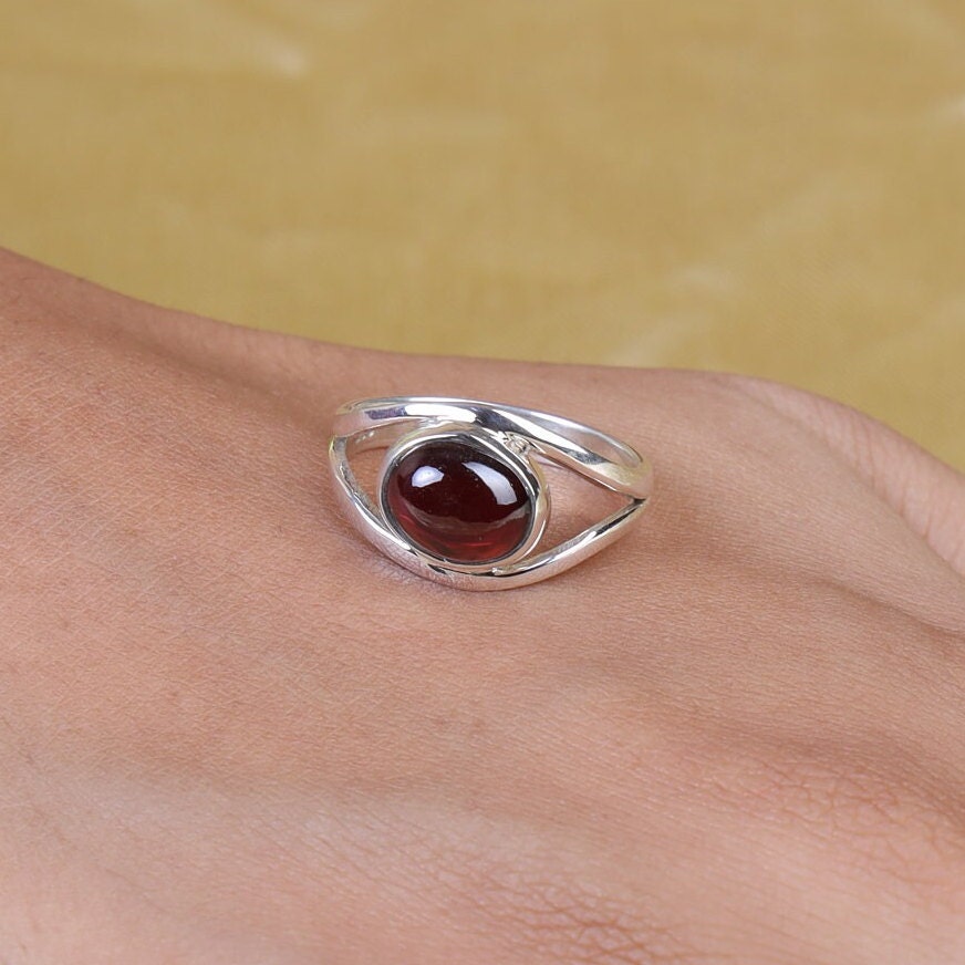 Garnet Sterling Silver Ring