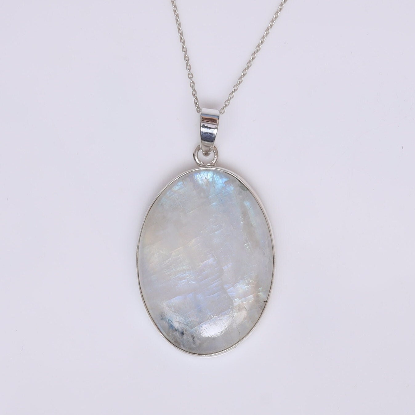 Rainbow Moonstone Sterling Silver Pendant